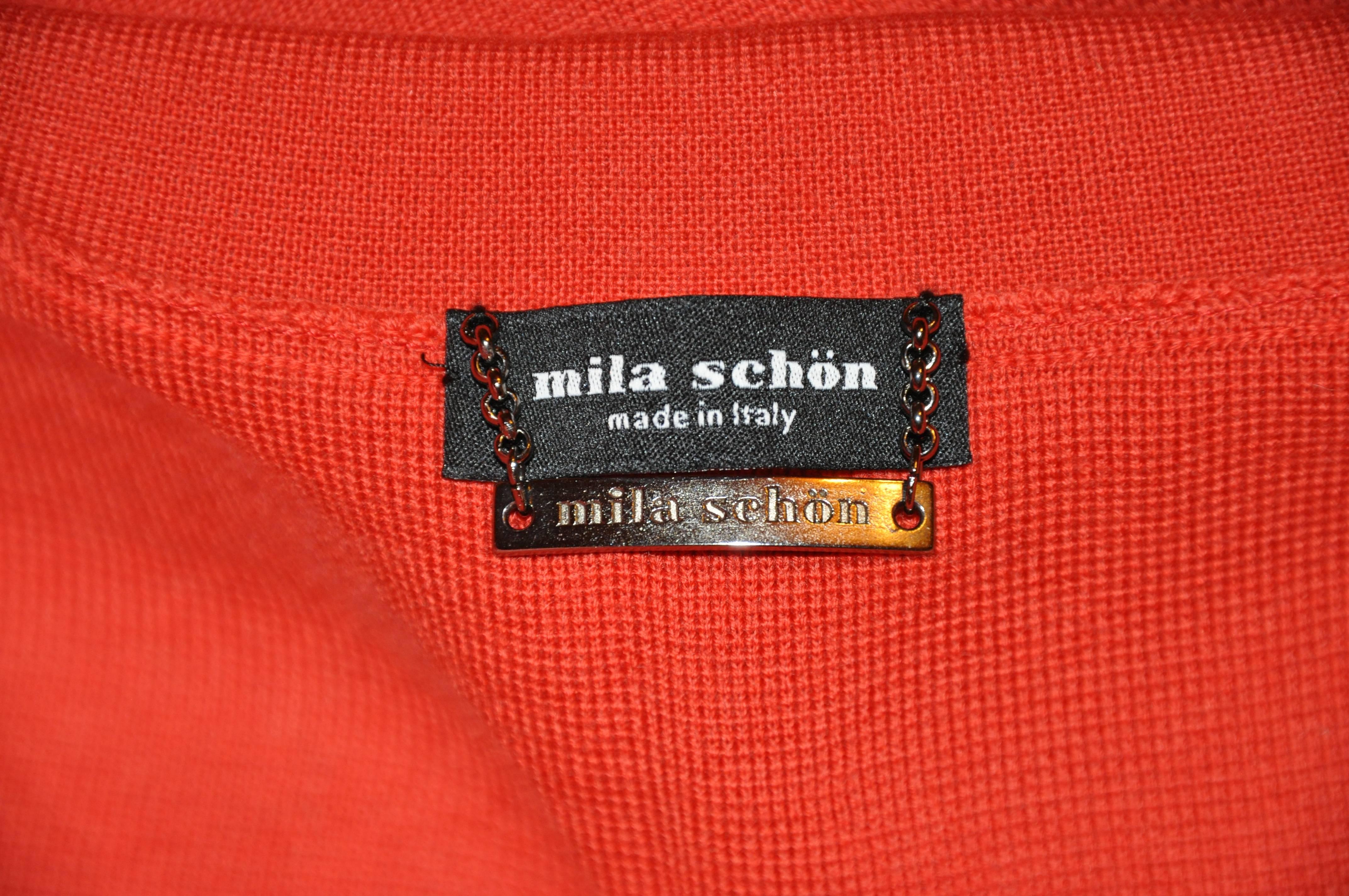        Mila Schon von Gabriella Frattini wunderbare reiche Italienisch-Rot Merino ultra-feine Wolle Snap Front stricken Jacke misst 28 