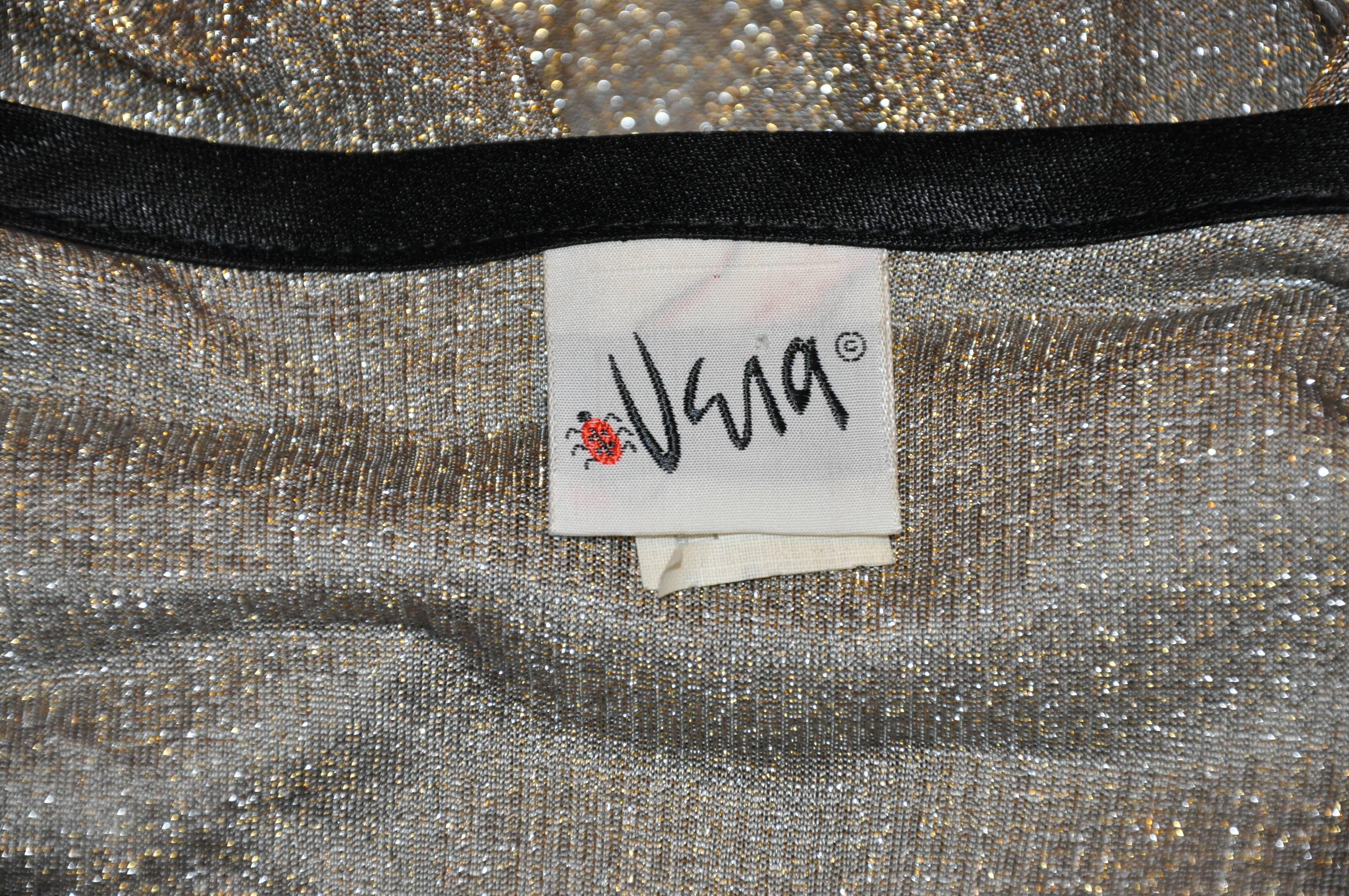 Vera Bronze & Metallic Gold Open Evening Jacket with Patch Pockets In Good Condition For Sale In New York, NY