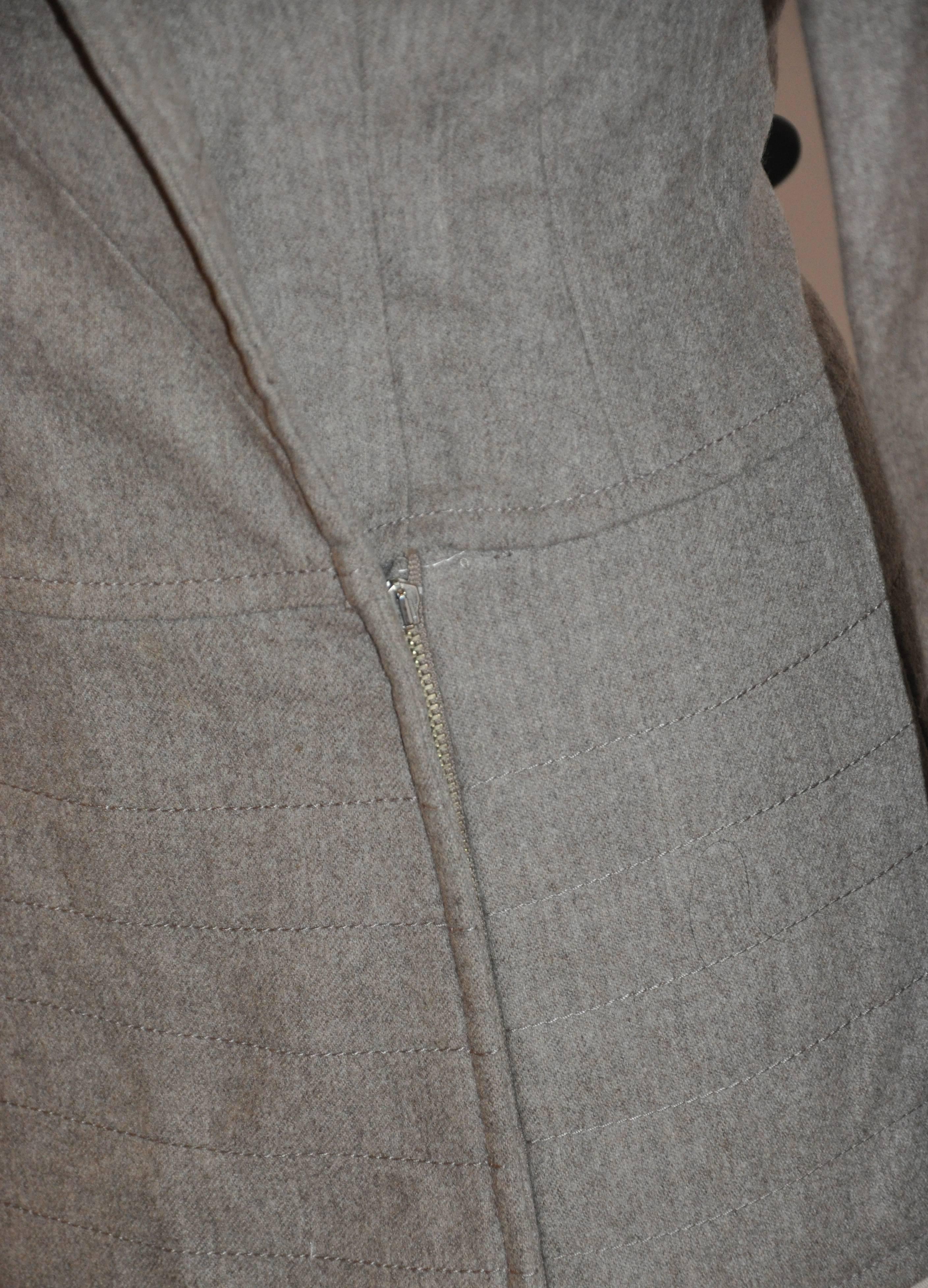 Gray Claude Montana Brown Taupe High-Collared Zipper-Front Jacket For Sale