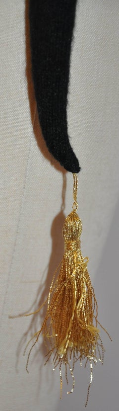 Black Ribbed with Gold Dots/ Squares & Metallic Gold Lame Stretch Cap-Hat