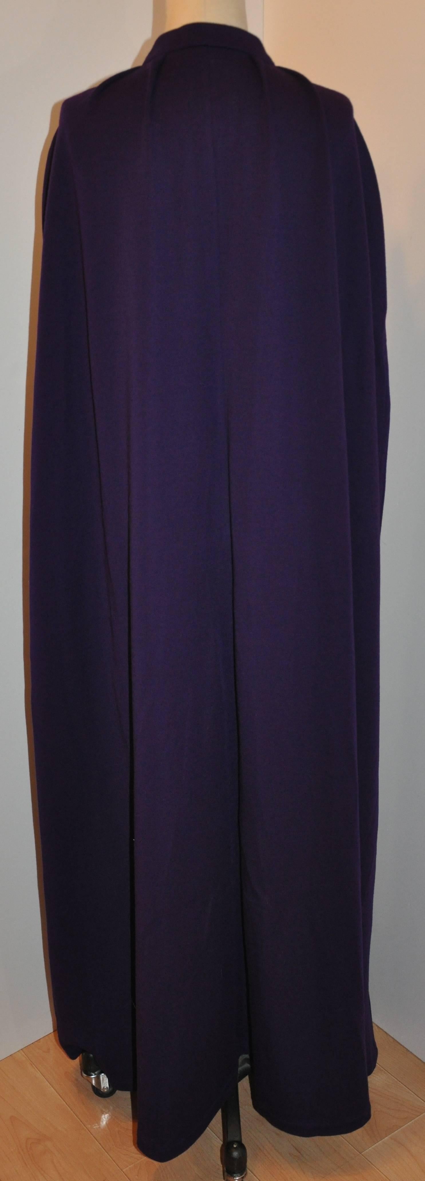 Black Rare Yves Saint Laurent Magnificent Deep Violet Wool Jersey Evening Cape For Sale