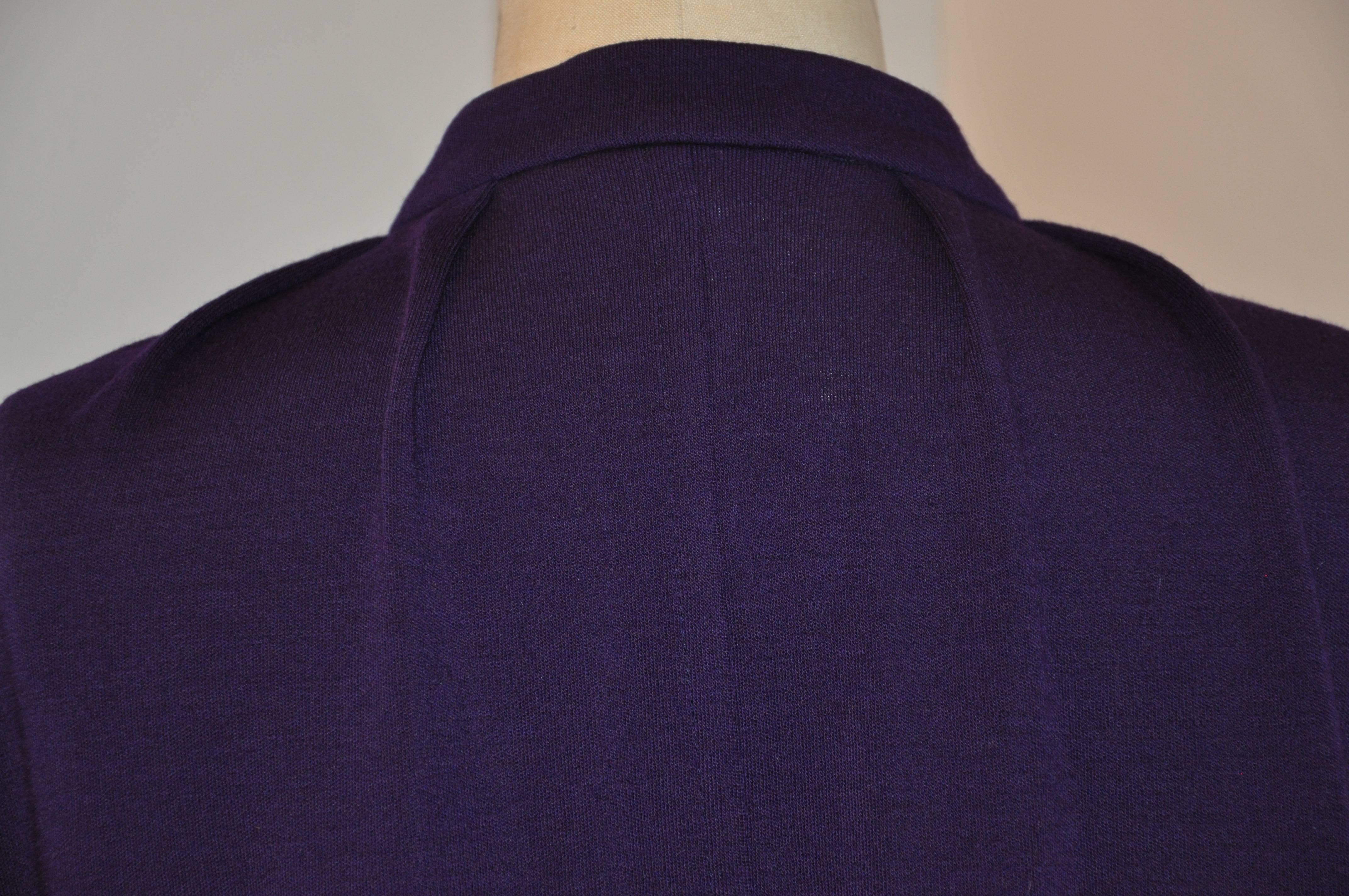 Rare Yves Saint Laurent Magnificent Deep Violet Wool Jersey Evening Cape In Good Condition For Sale In New York, NY
