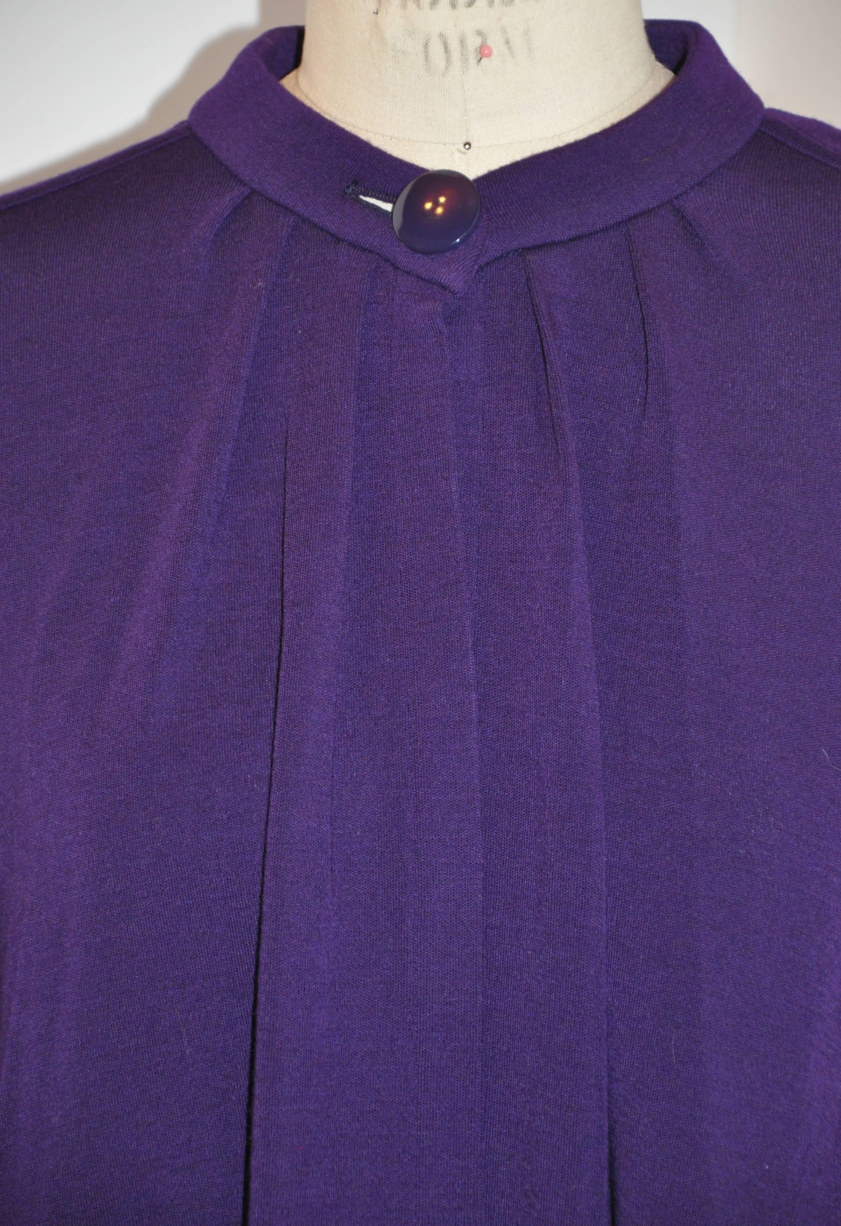 Rare Yves Saint Laurent Magnificent Deep Violet Wool Jersey Evening Cape For Sale 1