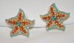 Kenneth Jay Lane Whimsical Multi-Color "Starfish" Earrings