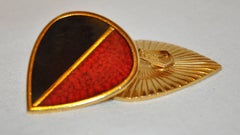 Yves Saint Laurent "Opium Collection" Burnt Red & Black Clip-On Earrings