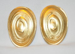 Konio Yelamamo for Trifari "Limited Edition" Gilded Gold "Swirls" Earrings