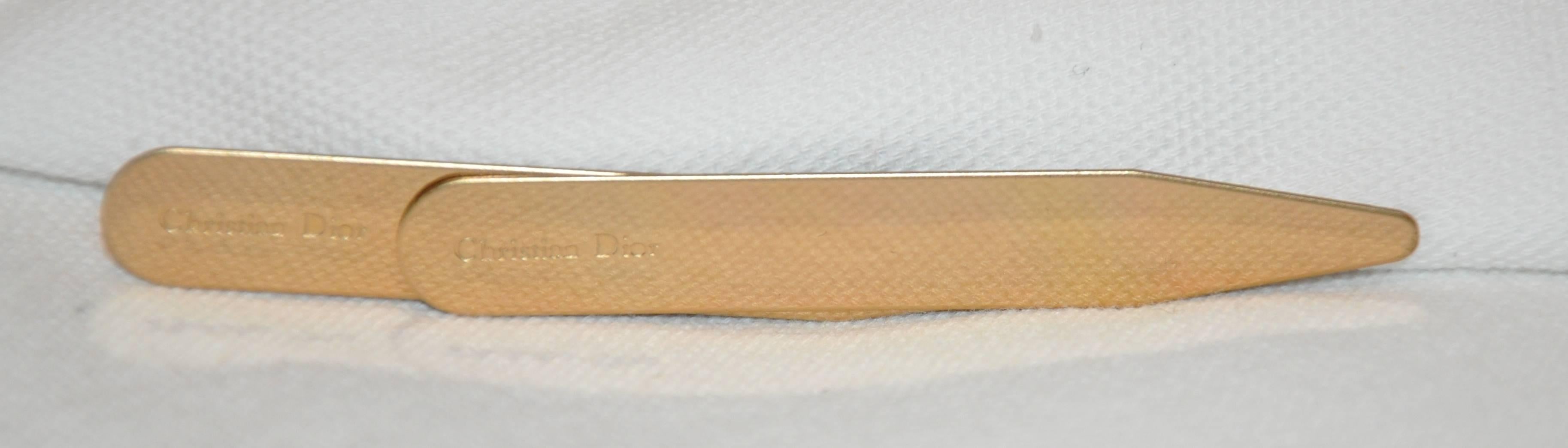 Christian Dior Vergoldete Gold Vermeil-Kragenspitzen (Braun) im Angebot