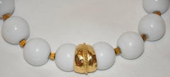 Kenneth Jay Lane Huge White with Hammered Gold Vermeil Necklace