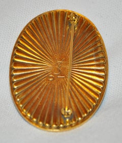 Yves Saint Laurent Large Deep Amber Hue pour glass & Black Enamel Brooch