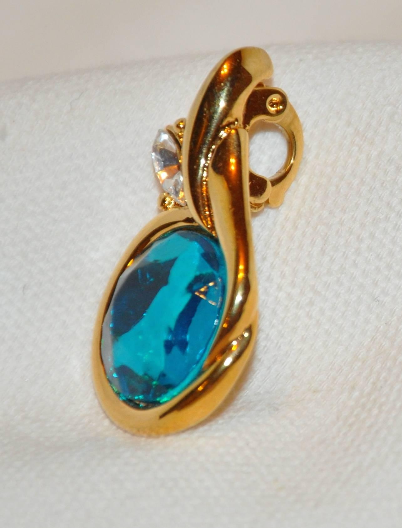 Aesthetic Movement Kenneth Jay Lane Faux Turquoise with Diamond Pendant
