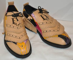 Christian Dior "Limited Edition" Multi-Abstract Fringe Gold Shoes