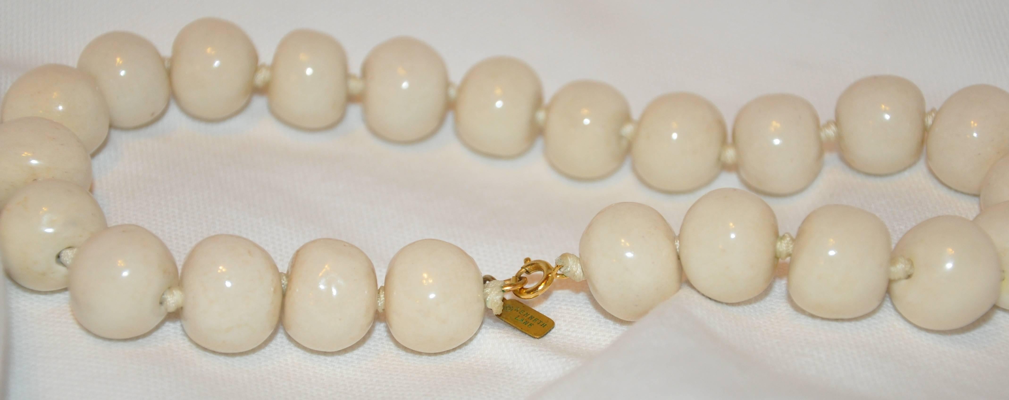 Artisan Kenneth Jay Lane Chunky Cream Hand-Knotted Necklace For Sale