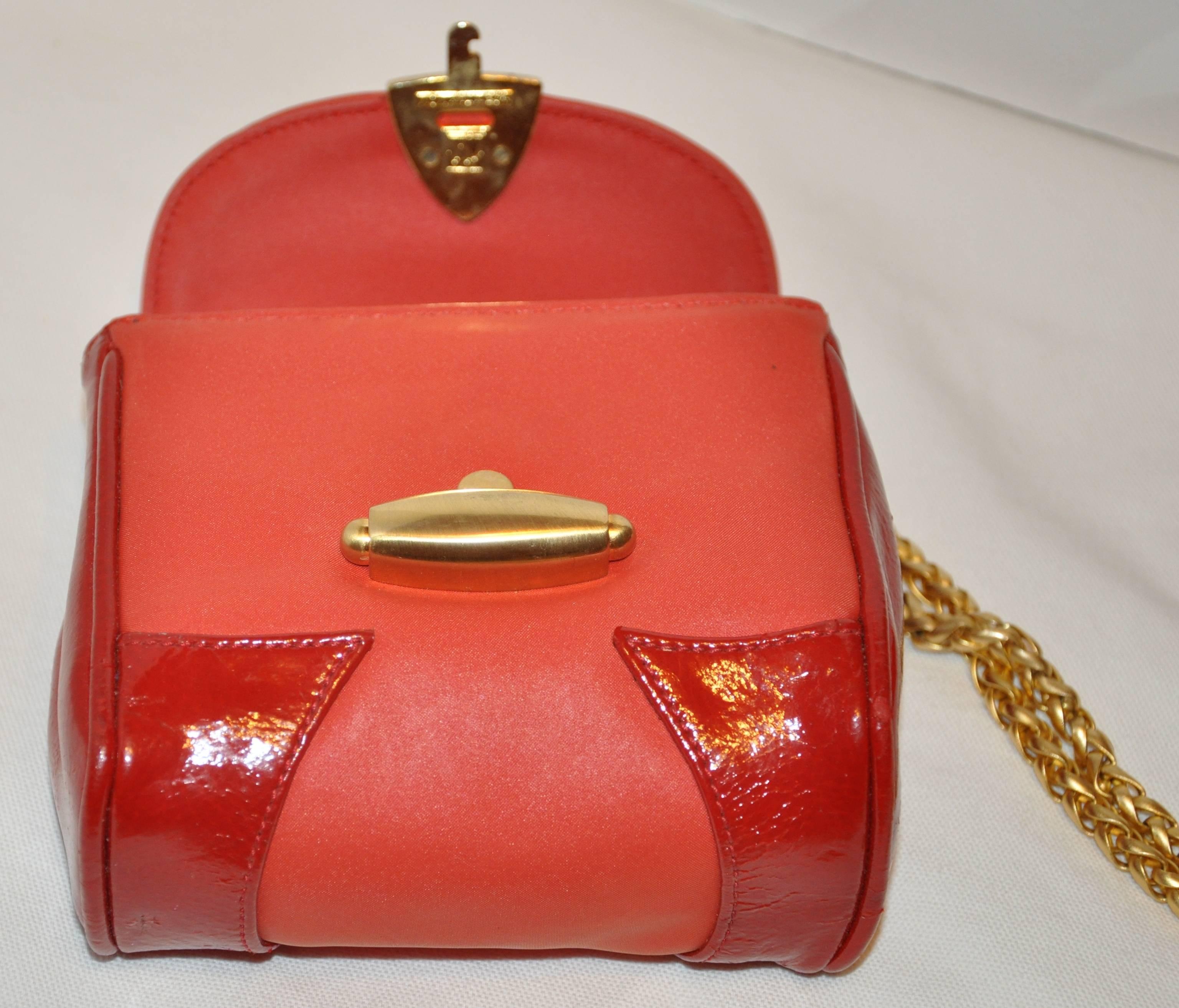 Orange MCM Red with Red Patent Leather Calfskin Miniature Evening Shoulder Bag For Sale
