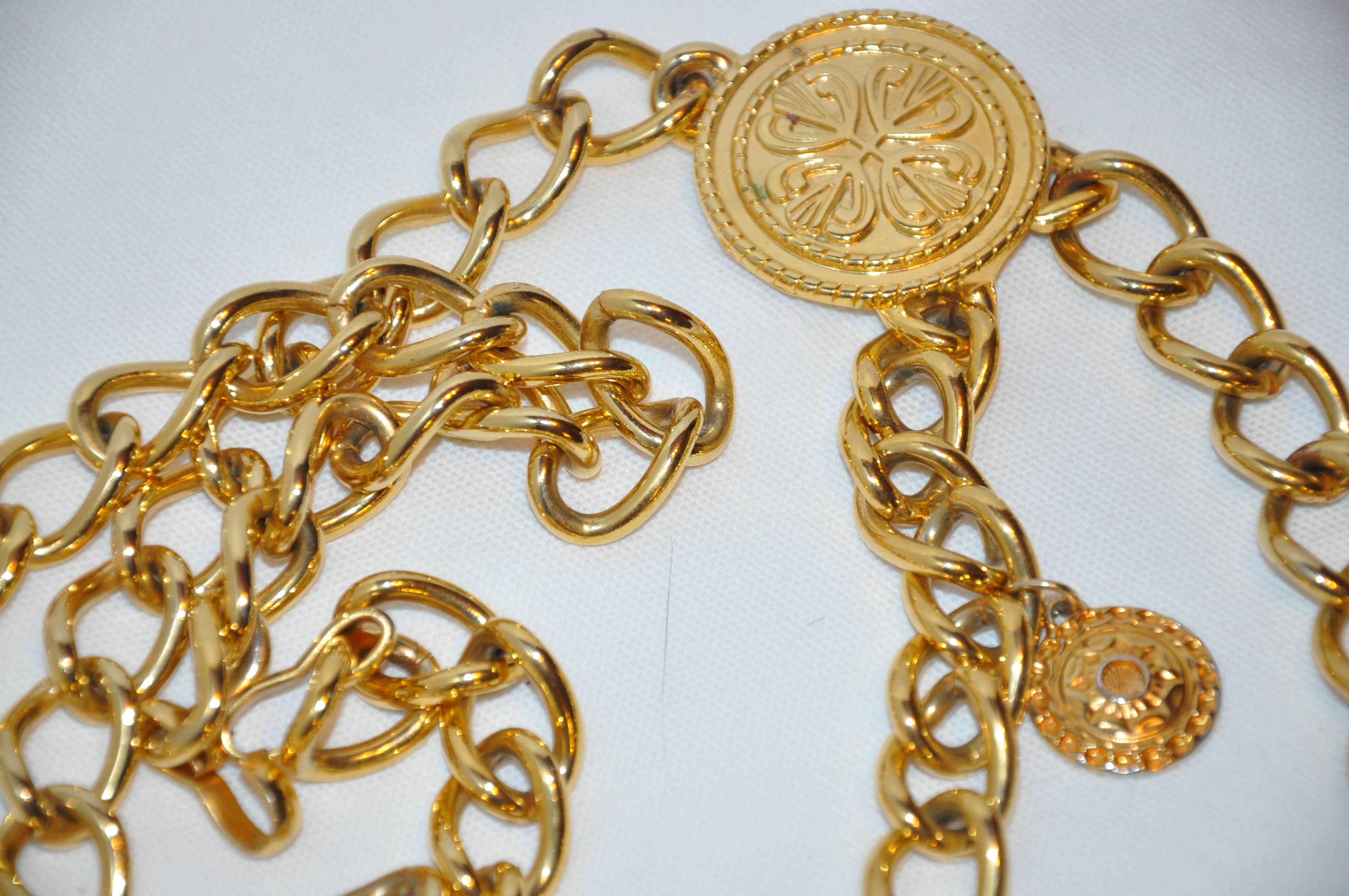 Brown Gilded Gold Vermeil Hardware Double-Row Chain-Link Multi 