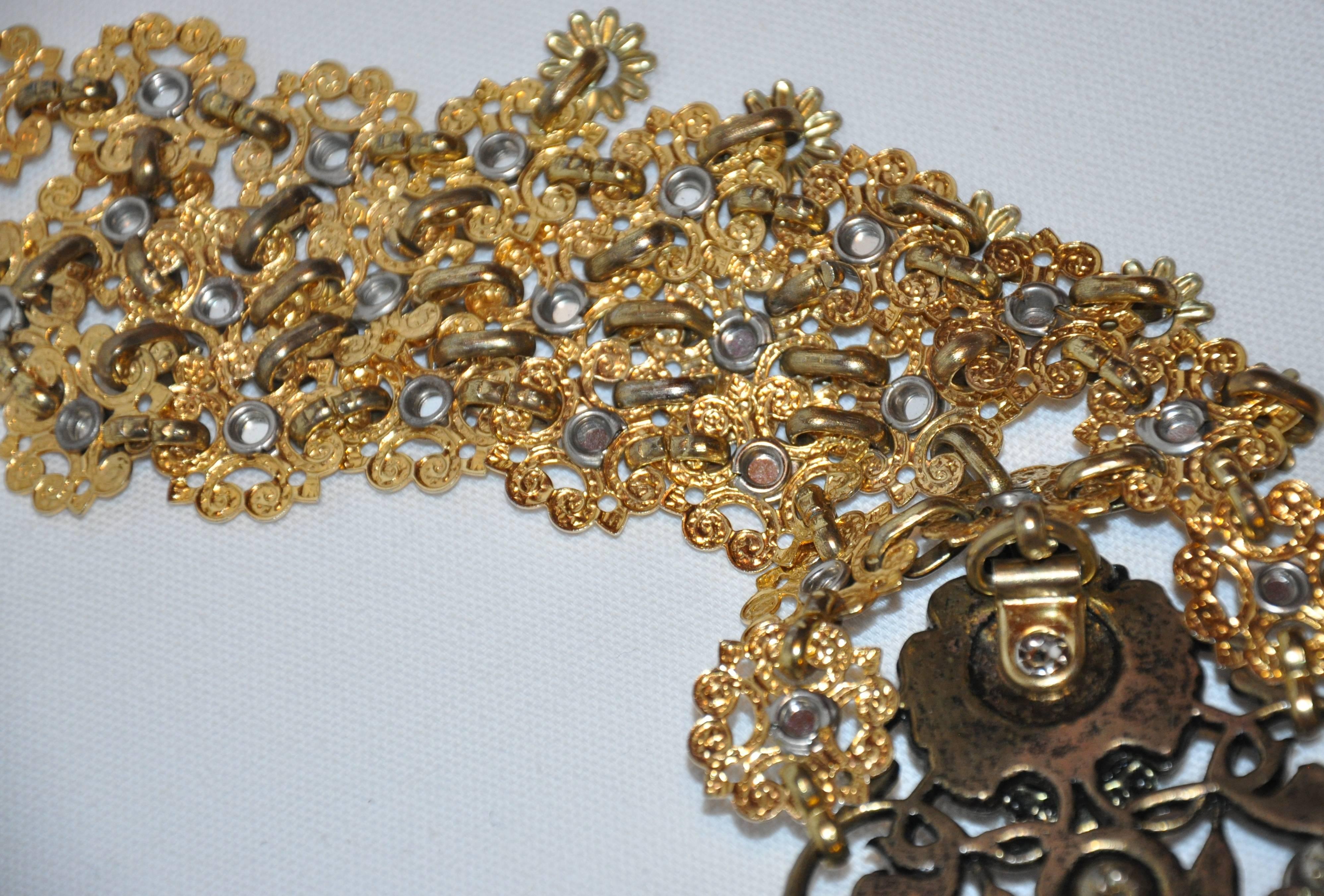 Women's or Men's Rare Jose Cotel Majestic & Whimsical Hand-Made Gilded Hardware Belt For Sale