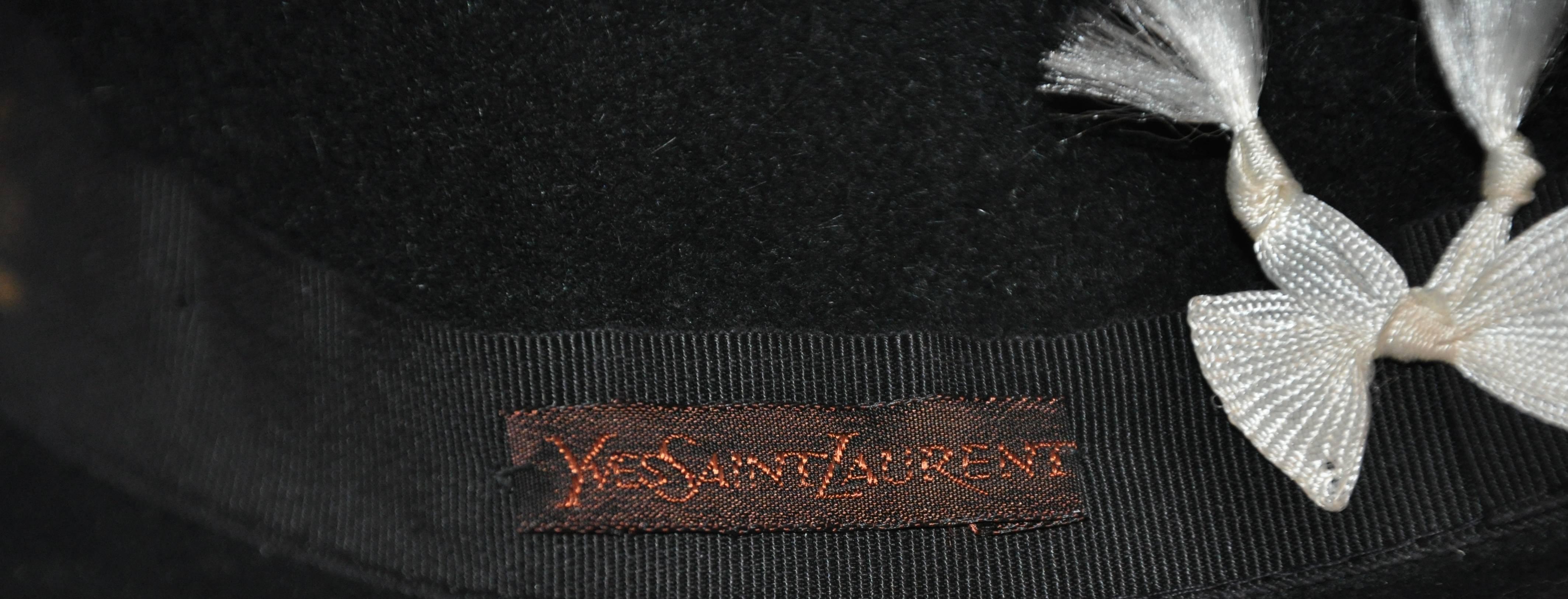 Women's or Men's Yves Saint Laurent Black Wool Felt Wide Brim Hat For Sale