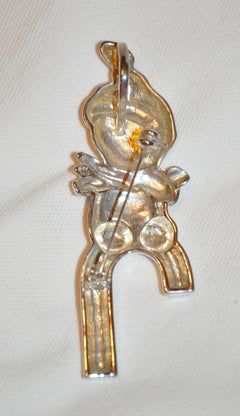 925 Sterling Huge Christmas "Snowman and Candy Cane" Brooch