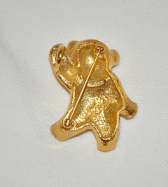 Large Whimsical Polished Gilded Gold Vermeil "Teddy" Brooch & Pendant