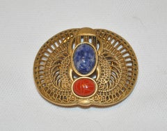Mary McFadden Gilded Gold Hardware Detailed "Scarab" Clip On Brooch