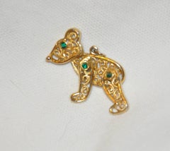 Whimsical Gilded Gold Hardware Moveable "Teddy" Pendant