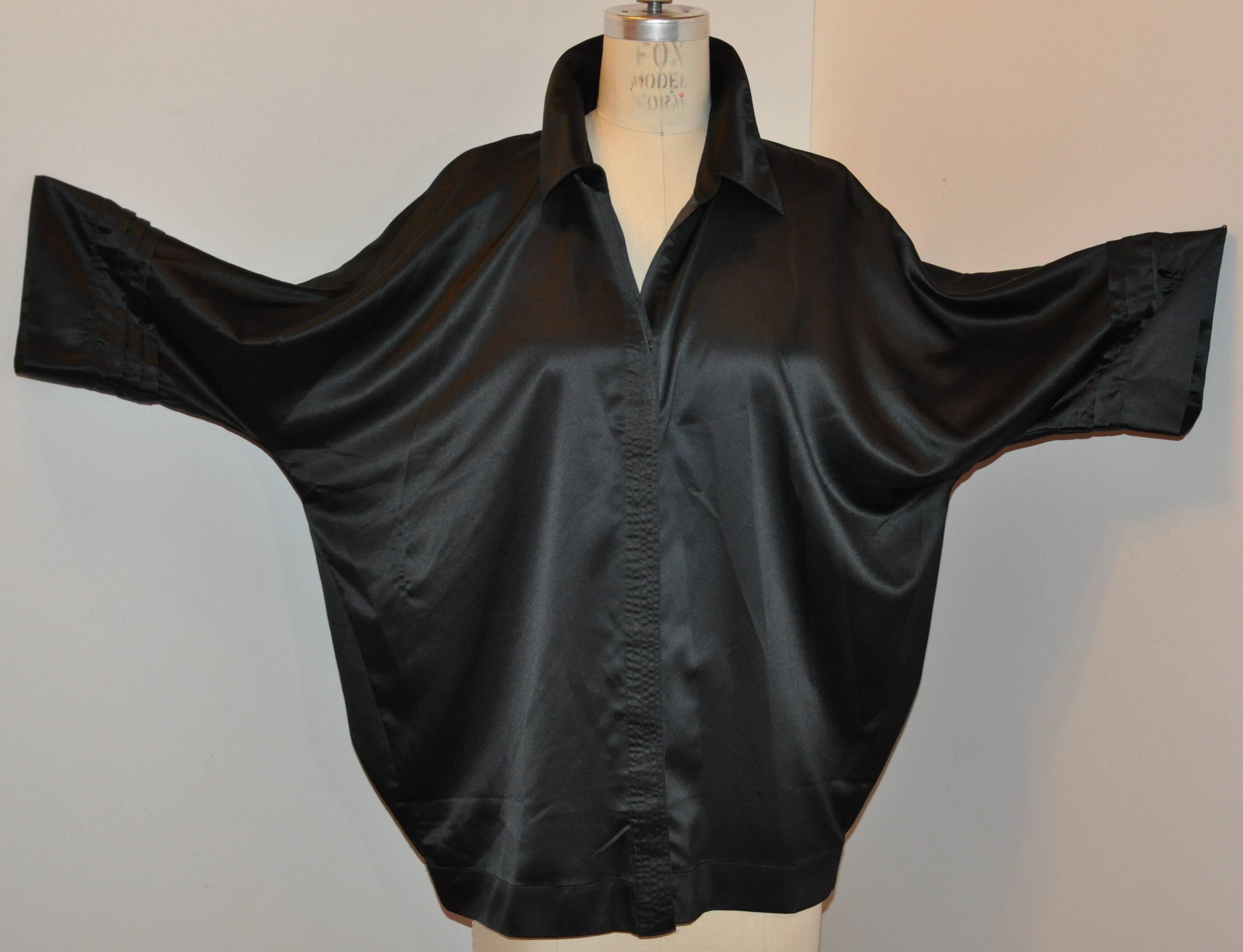 Women's or Men's Michael Vollbrach Oversized Black Silk 