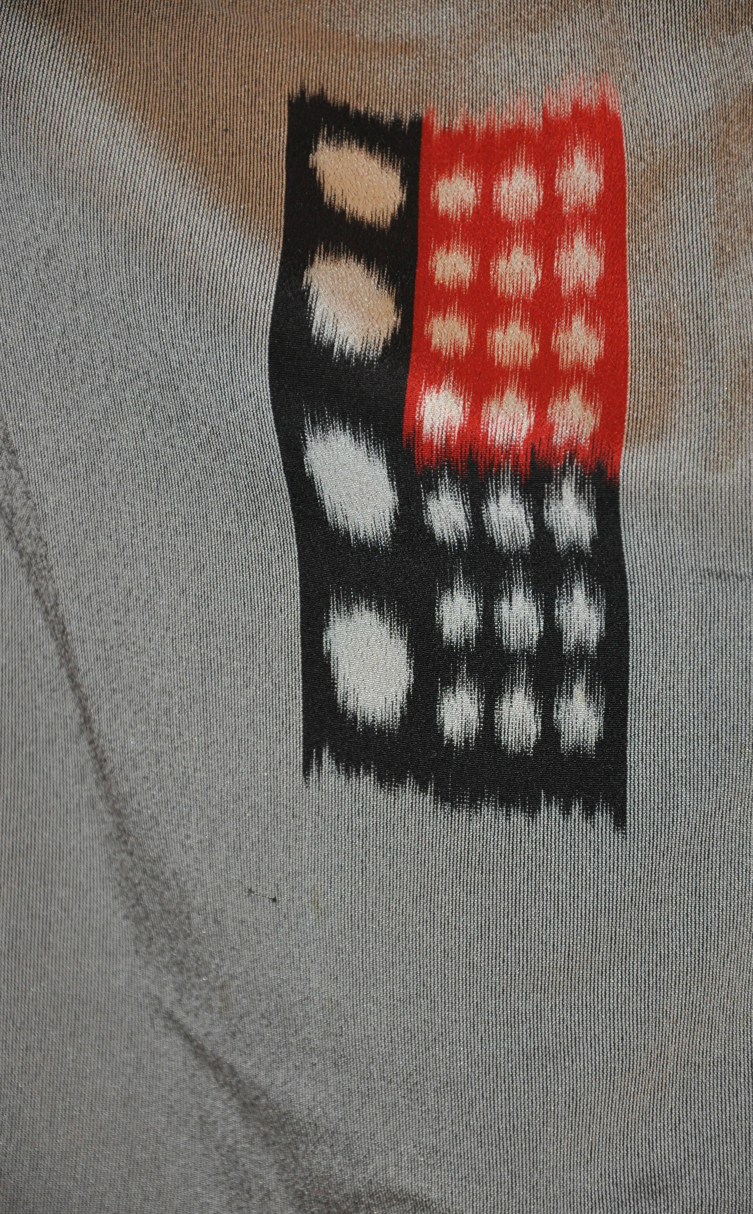 Seidenkimono in Anthrazitgrau mit japanischem „Farbblock“-Muster im Zustand „Gut“ im Angebot in New York, NY