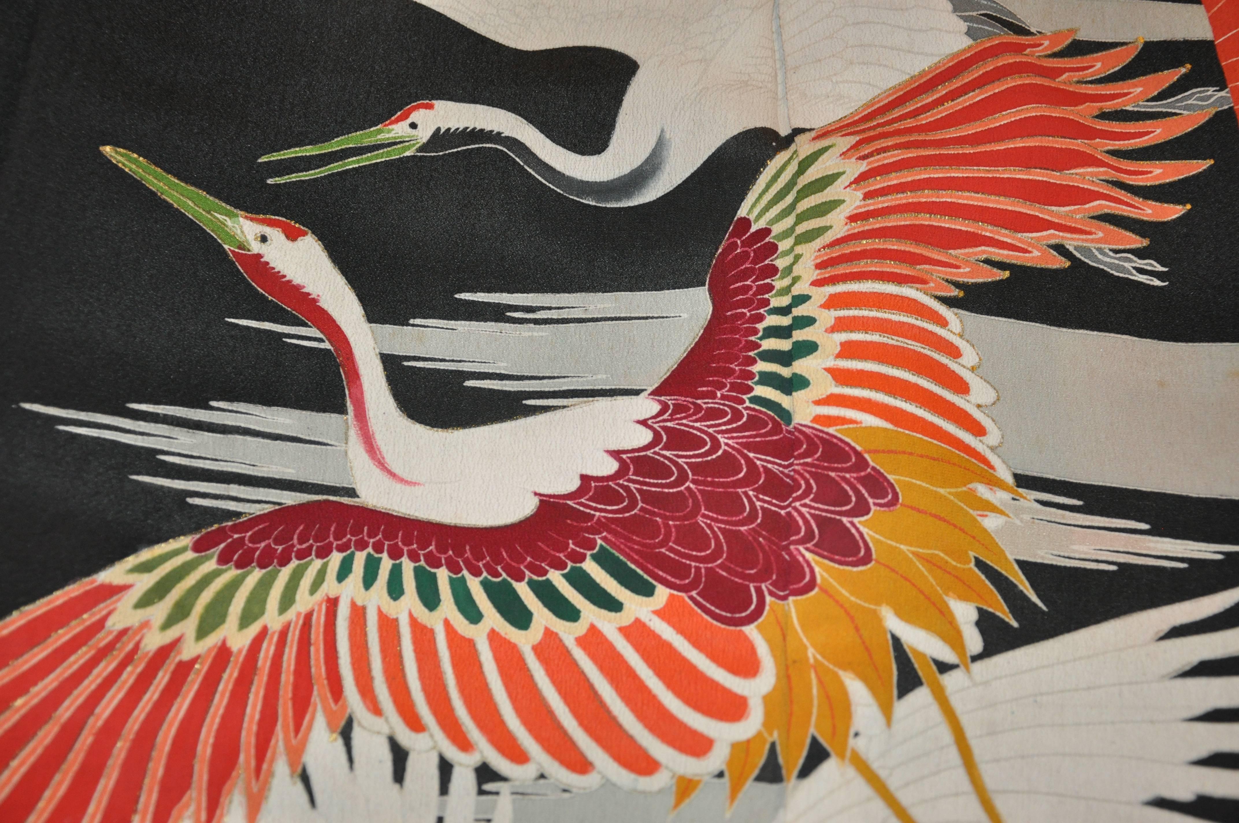 kimono with cranes