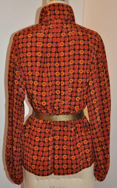 Yves Saint Laurent Multi-Color "Poet's" Crepe di Chine Blouse