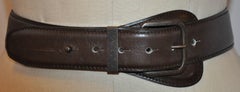 Alaia Coco Brown Calfskin with Brass Accent Leather Belt
