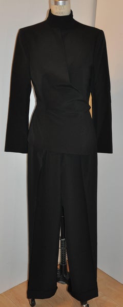 Yves Saint Laurent Signature "Asymmetric" Black Pantsuit Ensemble