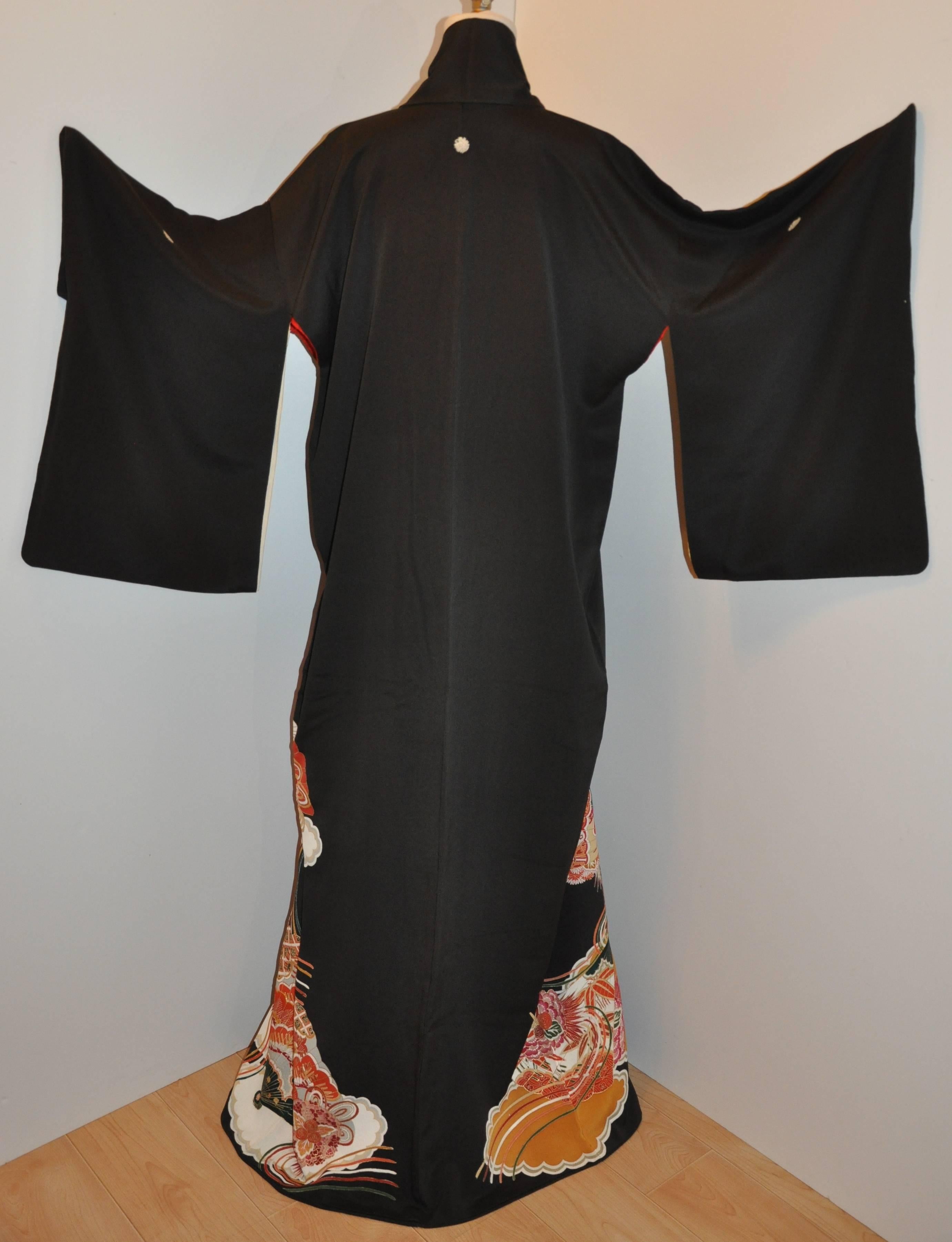        This wonderful black silk kimono with 