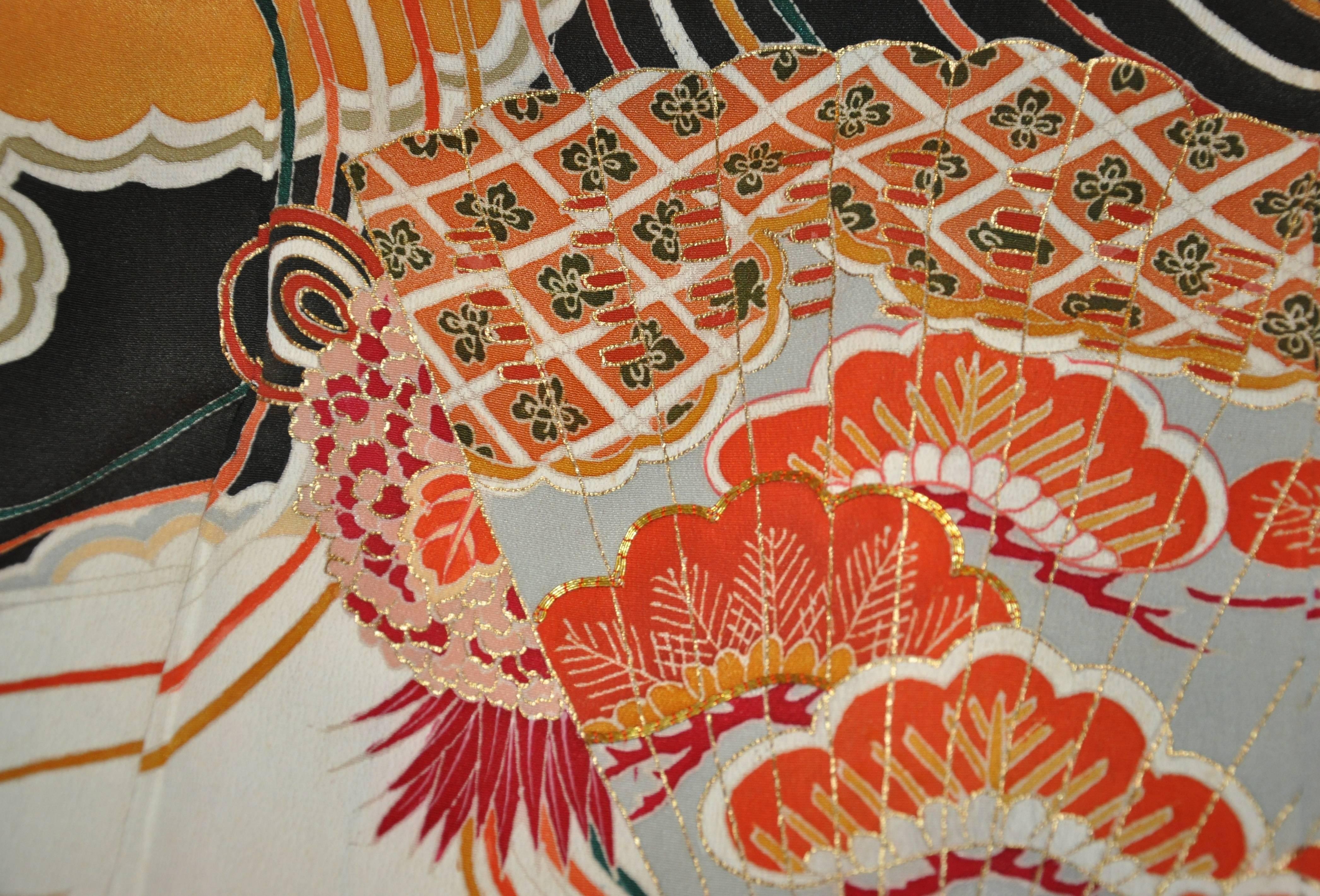 Schwarzer Seidenkimono 