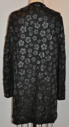 Karl Lagerfeld Detailed Black Floral & Lace Open Evening Jacket