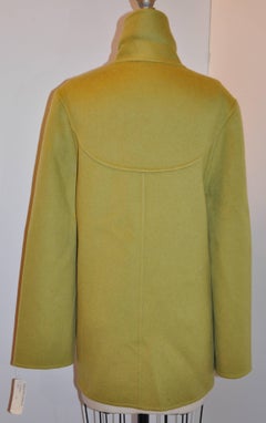 Bill Blass/Bergdorf Goodman Warm Olive Green Double-Faced Cashmere Open Car Coat