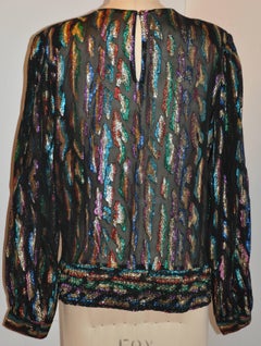 Lloyd Williams Elegant Black with Multi-Color Metallic Lame Evening Top