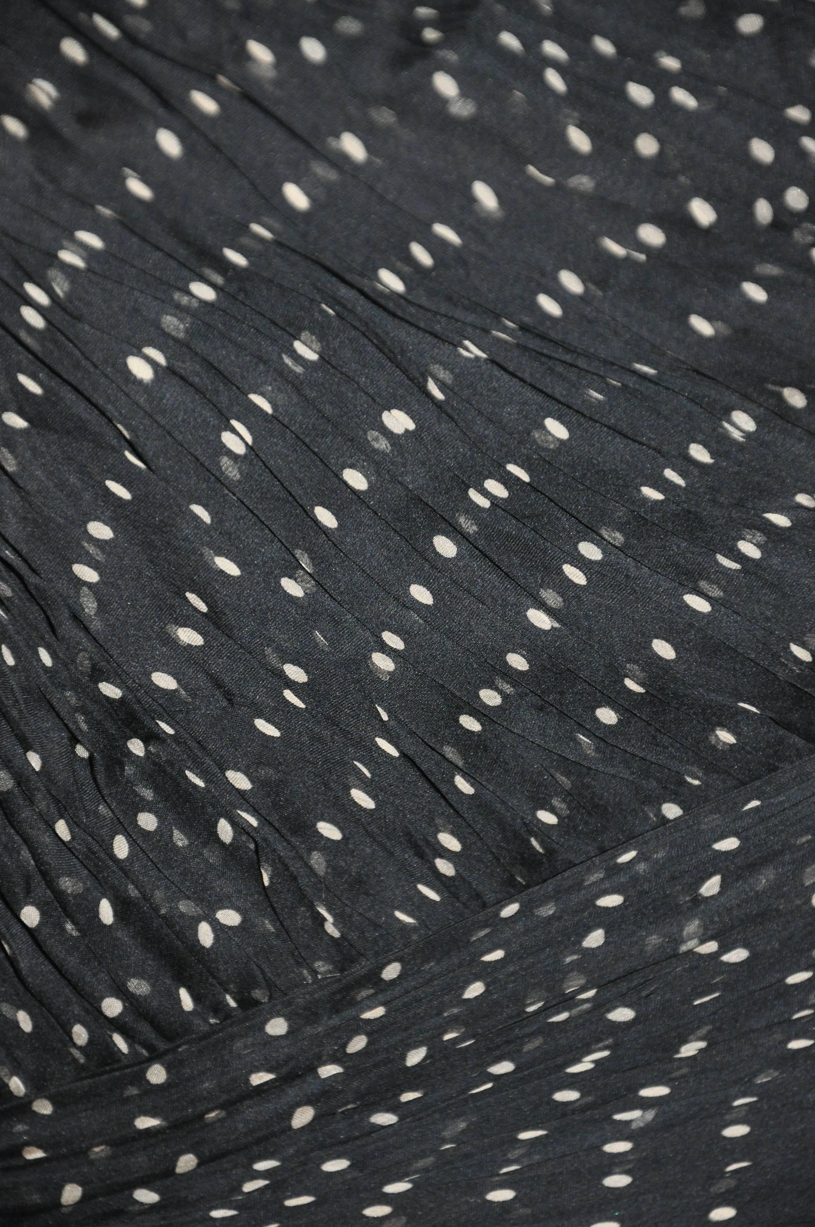 Georgio Armani Multi-Layered Black Polka Dot Silk Chiffon & Train Cocktail Gown For Sale 1