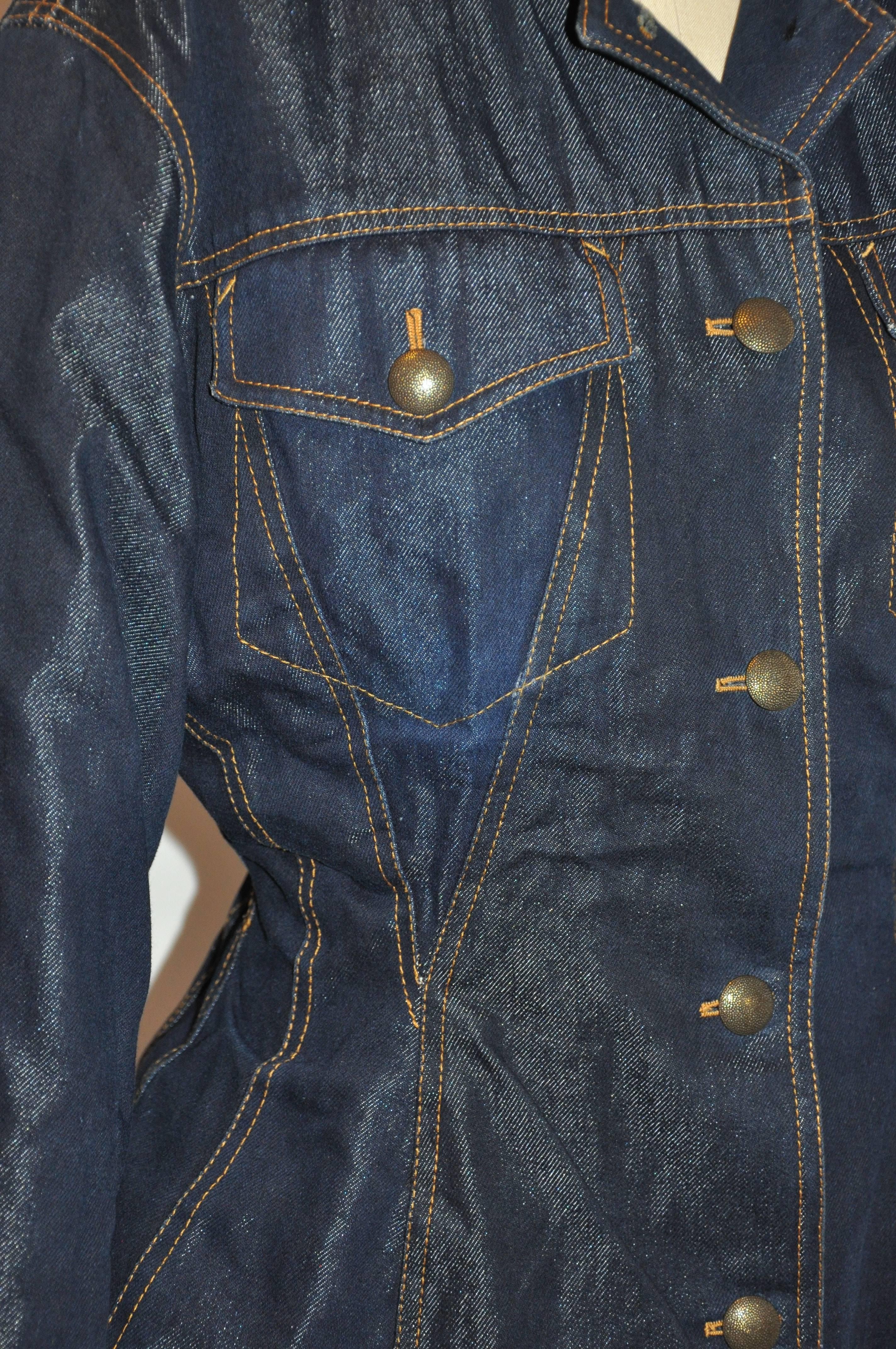 da uomo o donna Rara giacca di jeans scolpita Jean Paul Gaultier con colletto leopardato e bottone in vendita