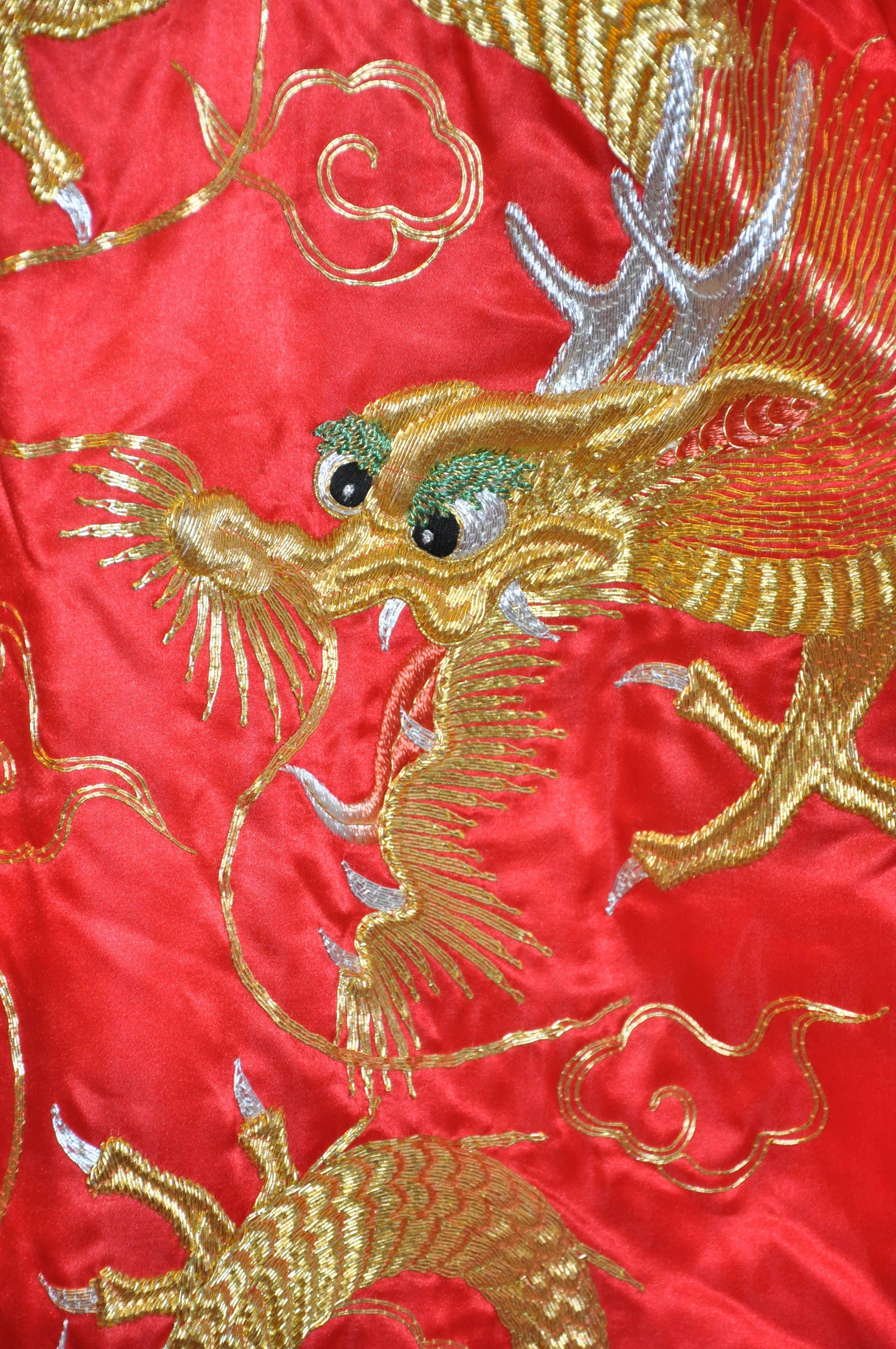 red silk kimono