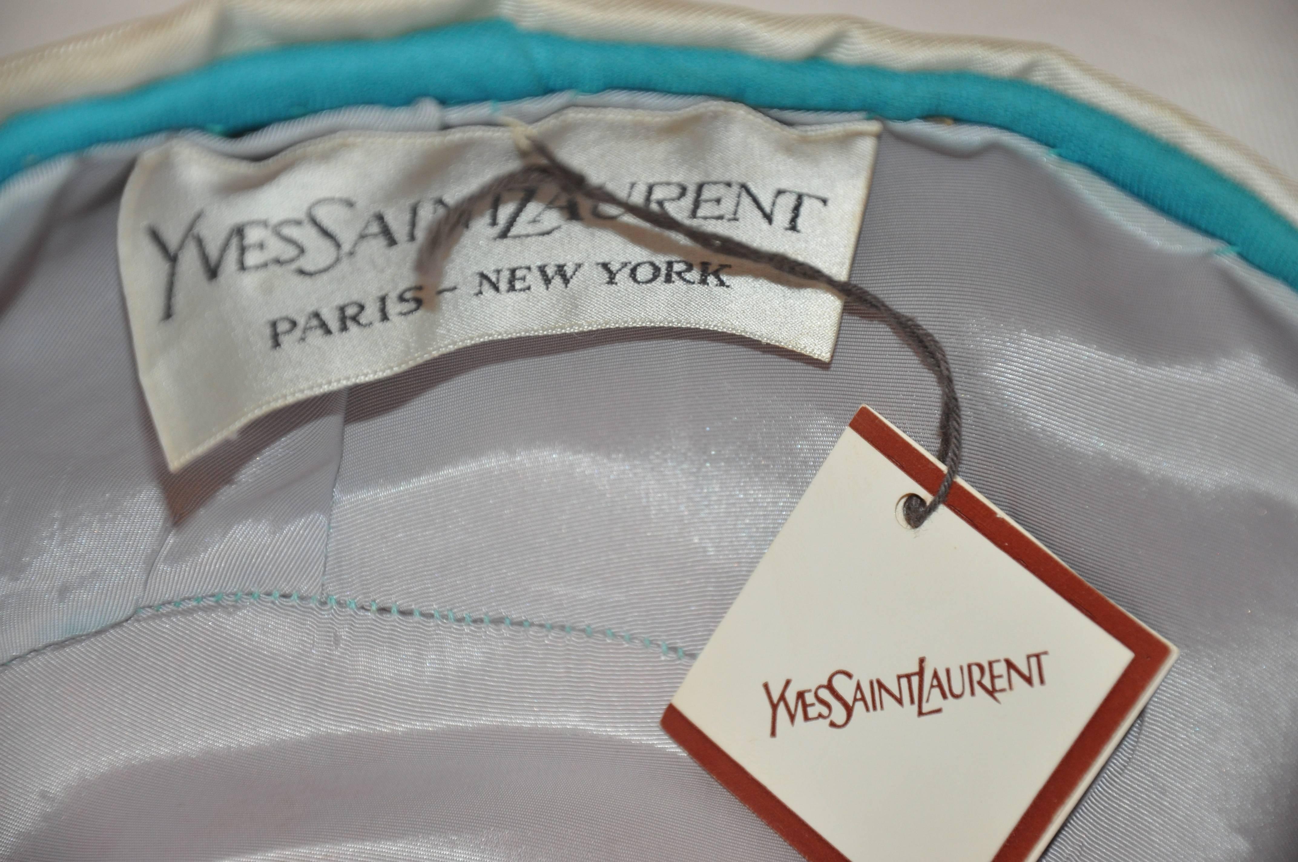 Beige Rare Yves Saint Laurent Ivory Silk Turban with Train