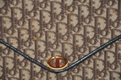 Christian Dior Signature Brown Canvas Clutch with Coco Brown Calfskin Logo