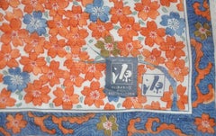 Japanese Multi Rose & Navy Floral Cotton Scarf