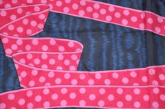 Byzance Fuchsia & Pink "Ribbon" with Midnight Blue Border Silk Scarf