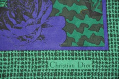 Christian Dior "Autumn Green Hues Violet Floral & Palsey" Silk Scarf