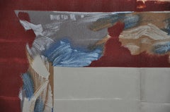 Tiefgraues Seidenhandtaschentuch mit mehrfarbigem „Brush Strokes Border“-Muster