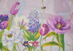 Beautiful Lavender with Multi-Color Delicate Florals Silk Chiffon Scarf