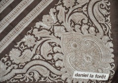 Daniel La Foret Detailed Coco Brown & Ivory Palsey Silk Handkerchief
