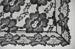 Black Triangle Floral Lace with Floral Lace Border Scarf
