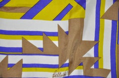 Bellolti Neon Green, Violet & Taupe Bold Abstract Silk Scarf