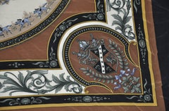 Majestic Shades of Brown & Black "Horse Race" Silk Crepe Di Chine Scarf