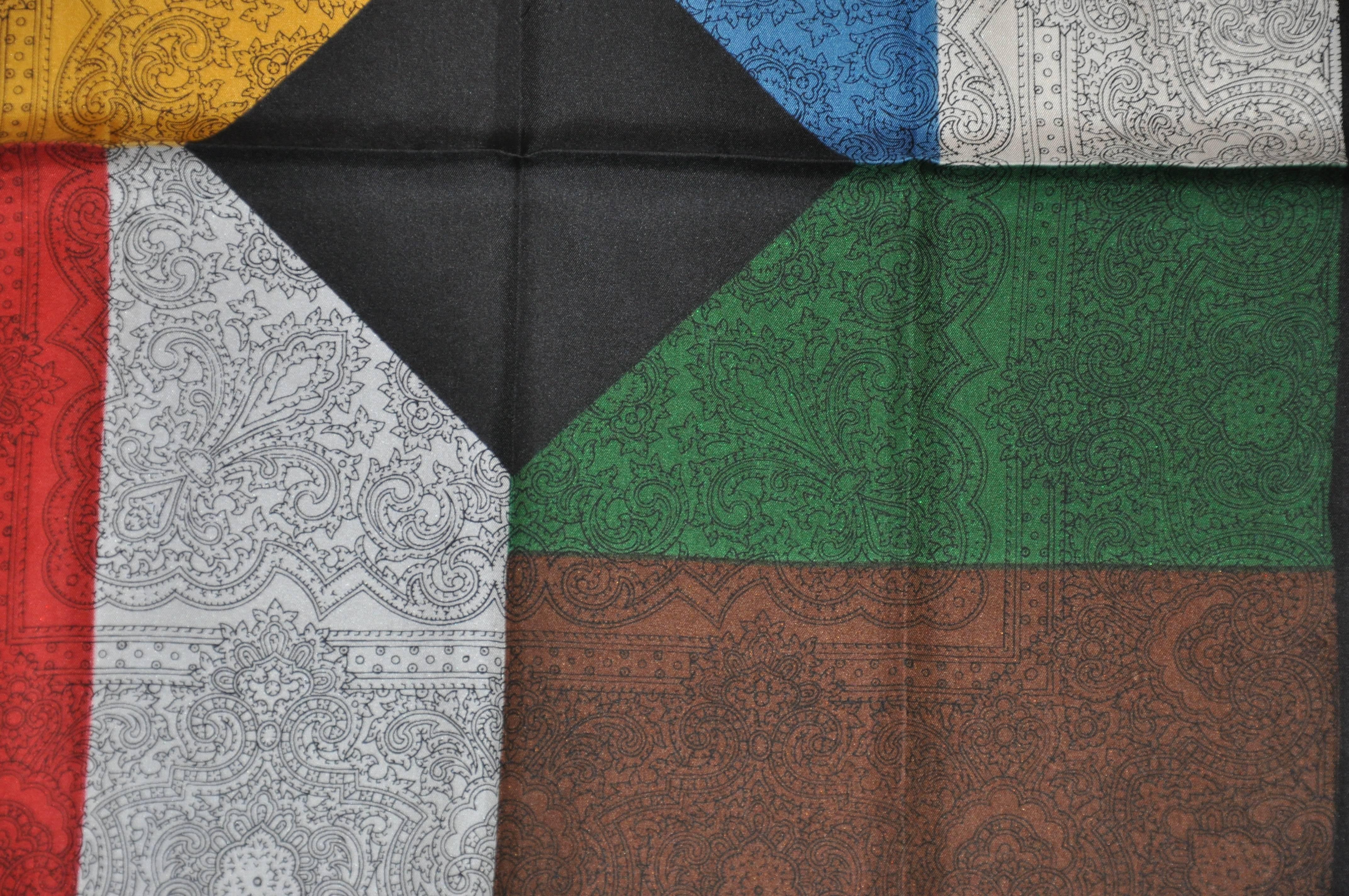 Dumont Elegantes mehrfarbiges Palsey-Seidenhandtaschentuch #1 (Schwarz) im Angebot